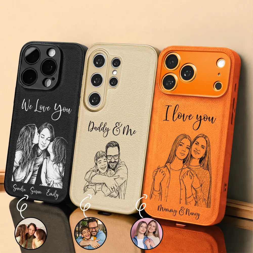 Custom Photo Pencil Sketch We Love You Mommy Daddy - Personalized Leat Wander Prints Custom Photo Pencil Sketch We Love You Mommy Daddy - Personalized Leat Wander Prints