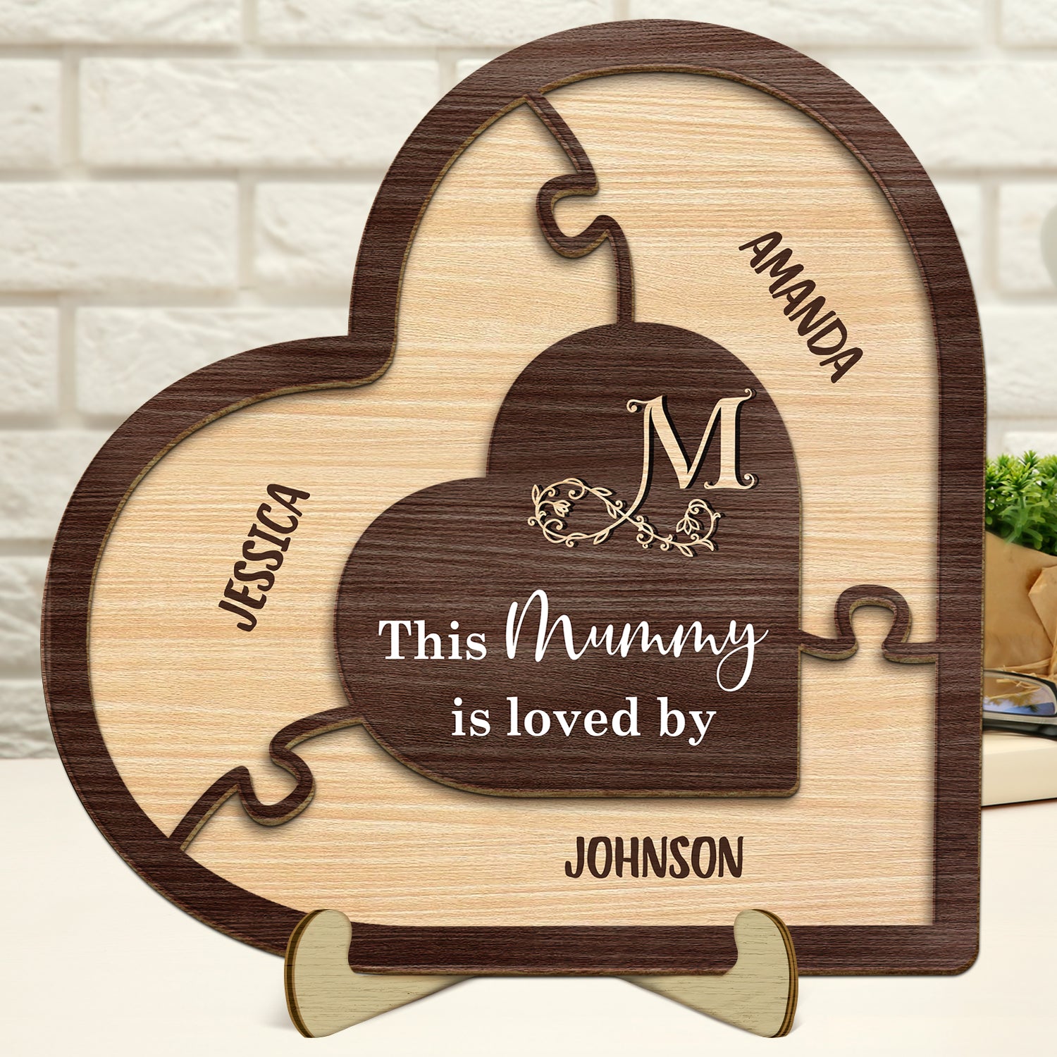 This Is Loved By - Gift For Mom, Mother - Personalized 2-Layered Wooden Plaque With Stand