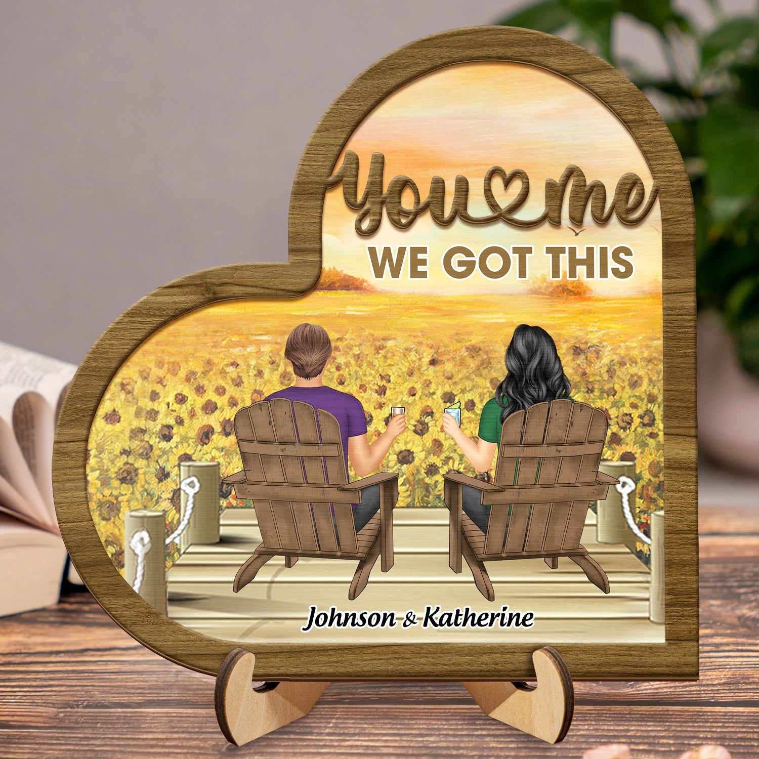 You And Me We Got This - Gift For Couples - Personalized Personalized 2-Layered Wooden Plaque With Stand