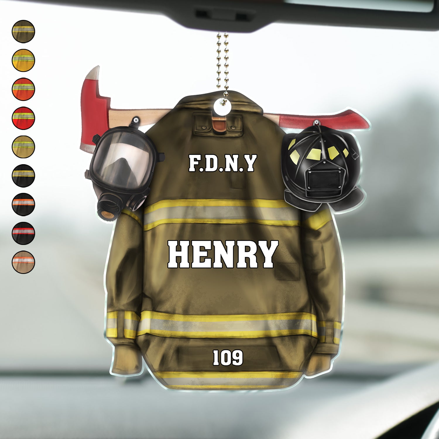Firefighter Armor With Oxygen Mask - Gift For Firefighter - Personalized Acrylic Car Hanger