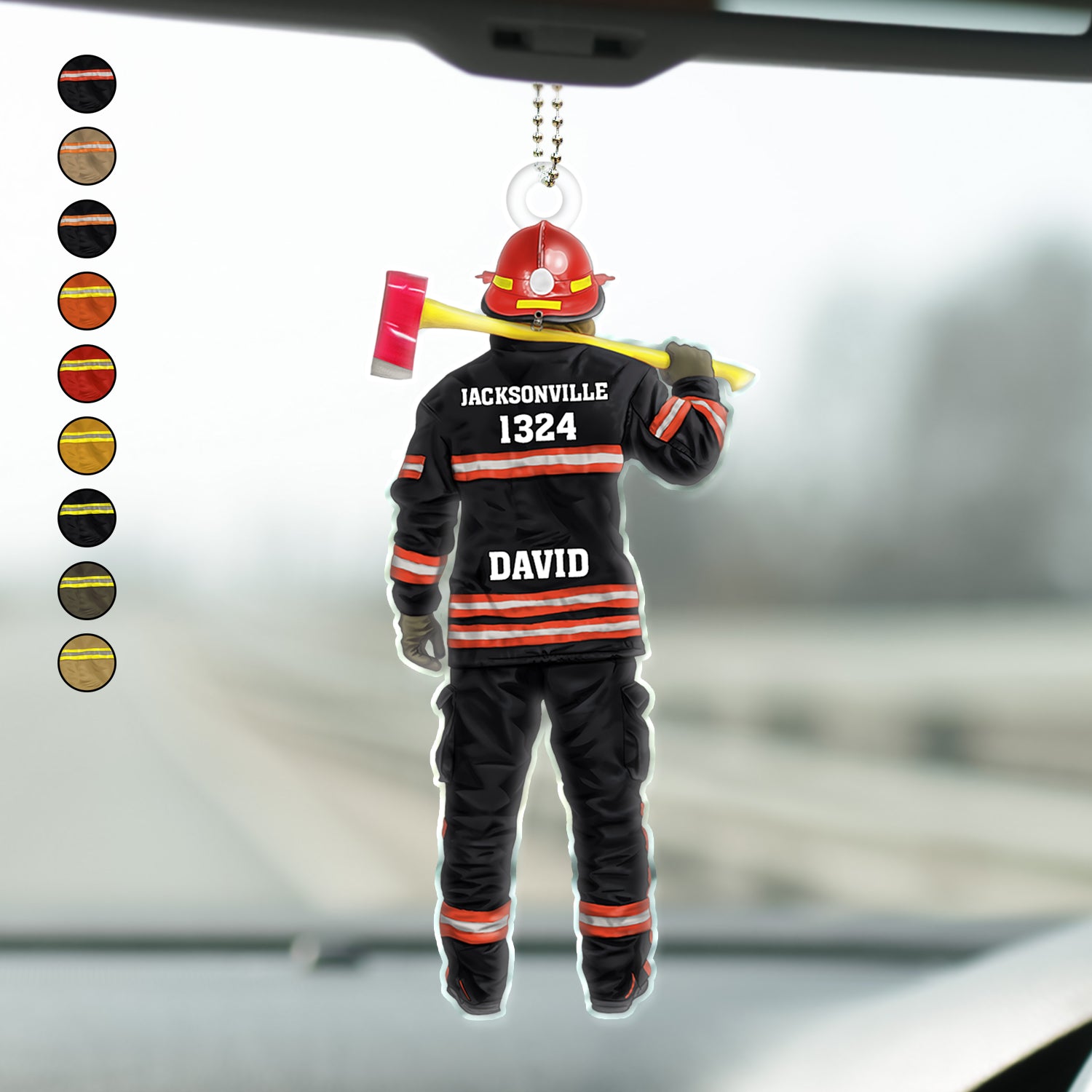 Firefighter Uniform - Gift For Firefighters - Personalized Acrylic Car Hanger