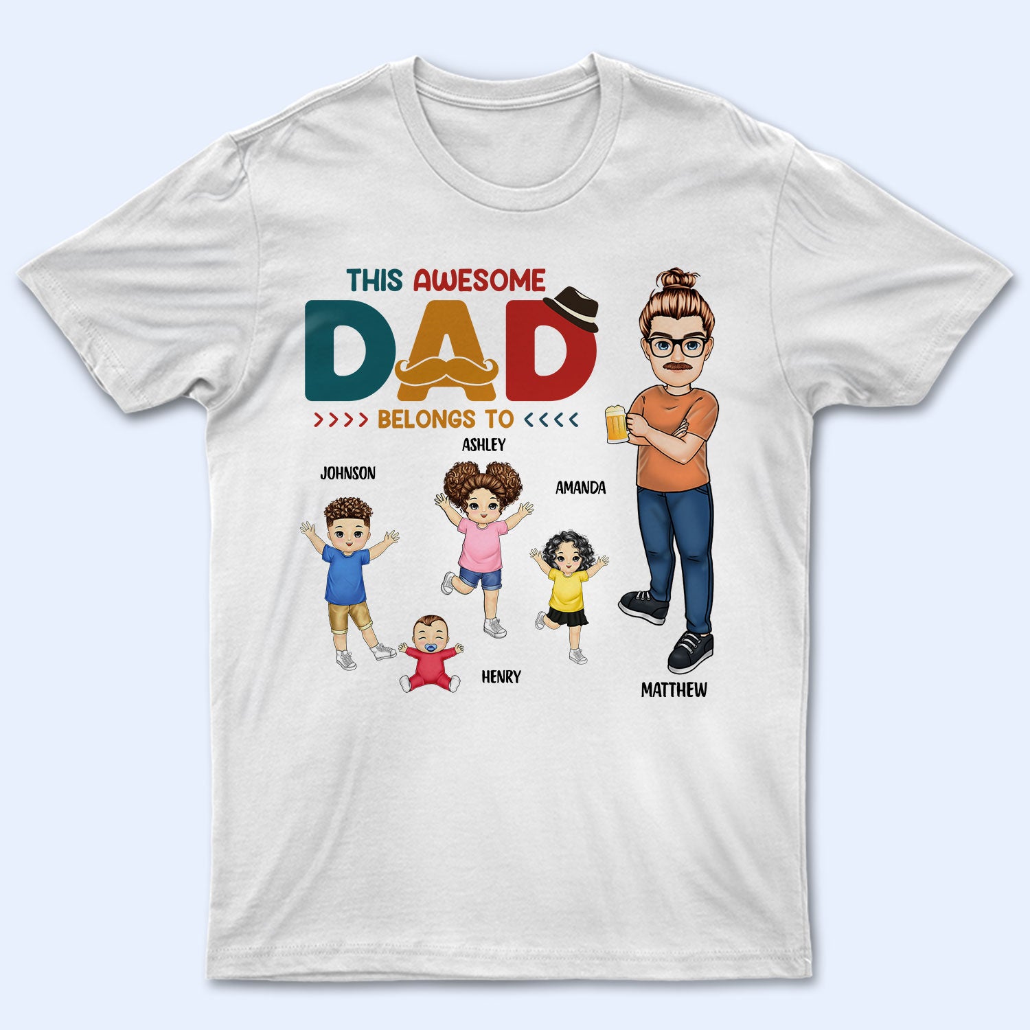 This Awesome Dad Belongs To - Gift For Grandpa, Father, Dad - Personalized T Shirt