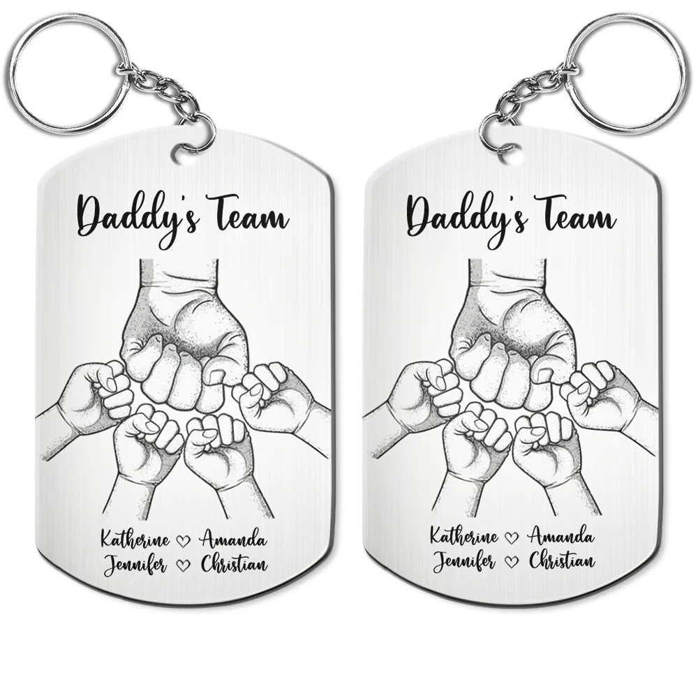 Daddy's Team Fist Bump - Personalized Aluminum Keychain