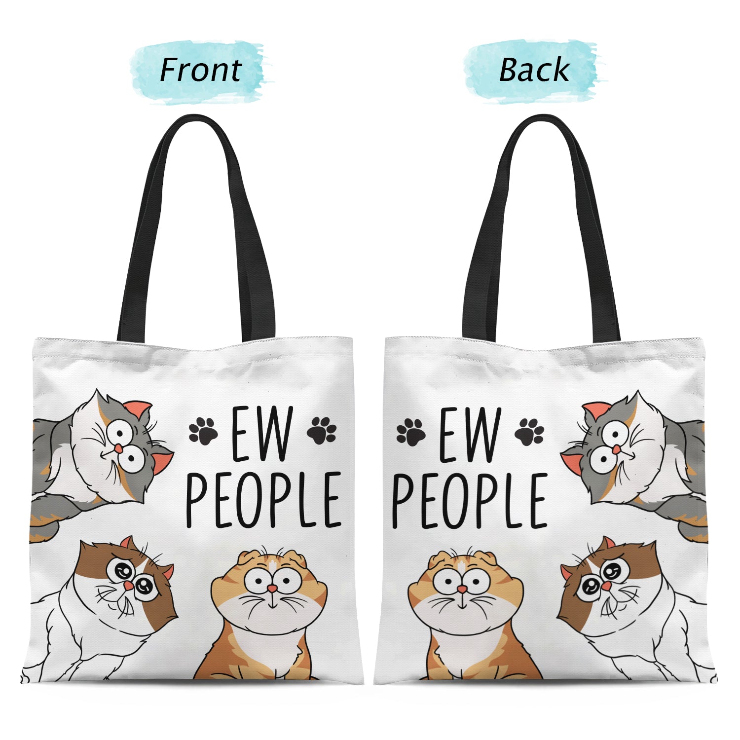 Ew People Funny Cat - Gift For Cat Lovers - Personalized Zippered Canvas Bag
