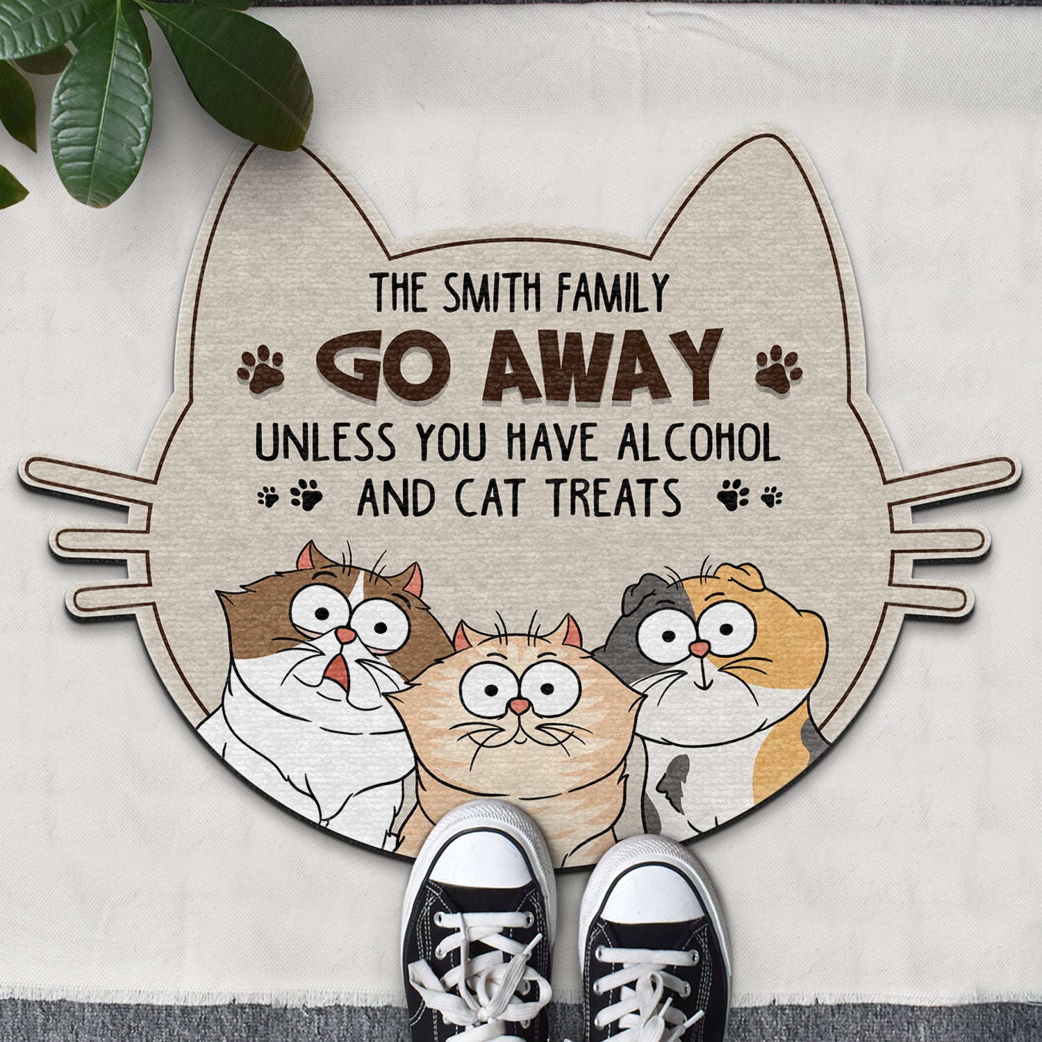 Go Away Unless You Have Alcohol And Cat Treat - Gift For Cat Lovers - Personalized Custom Shaped Doormat