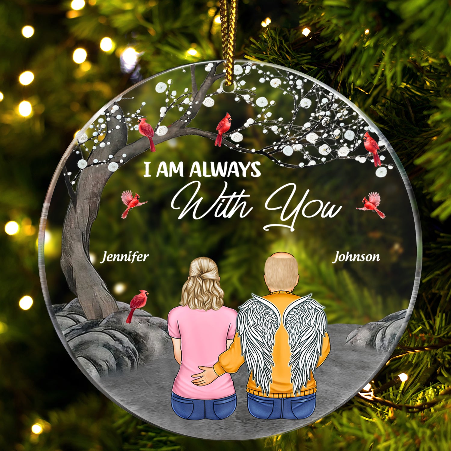 I'm Always With You - Sympathy Christmas Gift For Family - Personalized Circle Acrylic Ornament