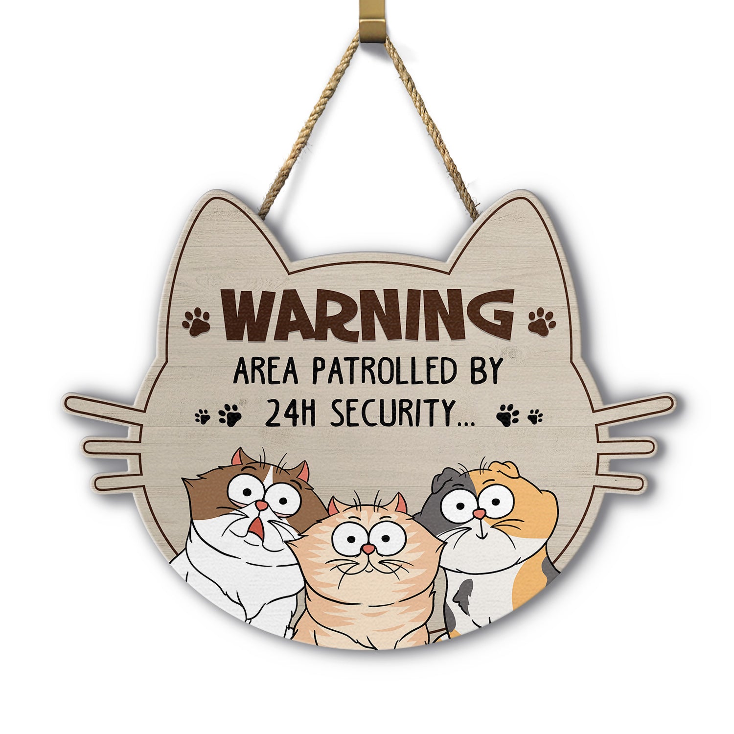 Warning Area Patrolled By Cats - Gift For Cat Lovers - Personalized Custom Shaped Wood Sign