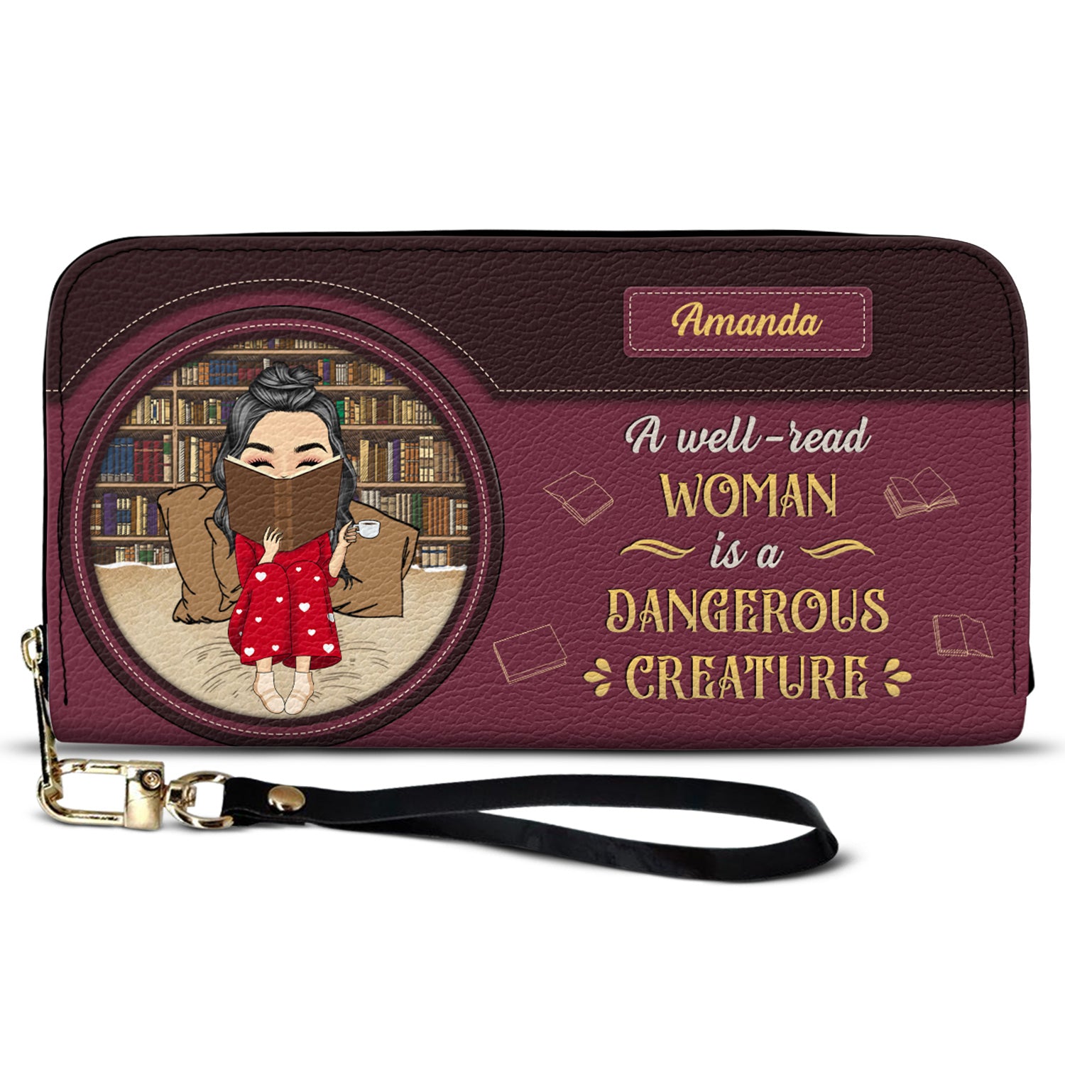A Well Read Woman Is A Dangerous Creature - Gift For Reading Lovers - Personalized Leather Long Wallet