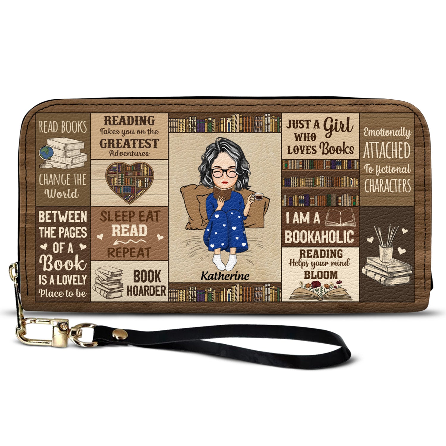 Book Hoarder - Gift For Book Reading Lovers - Personalized Leather Long Wallet
