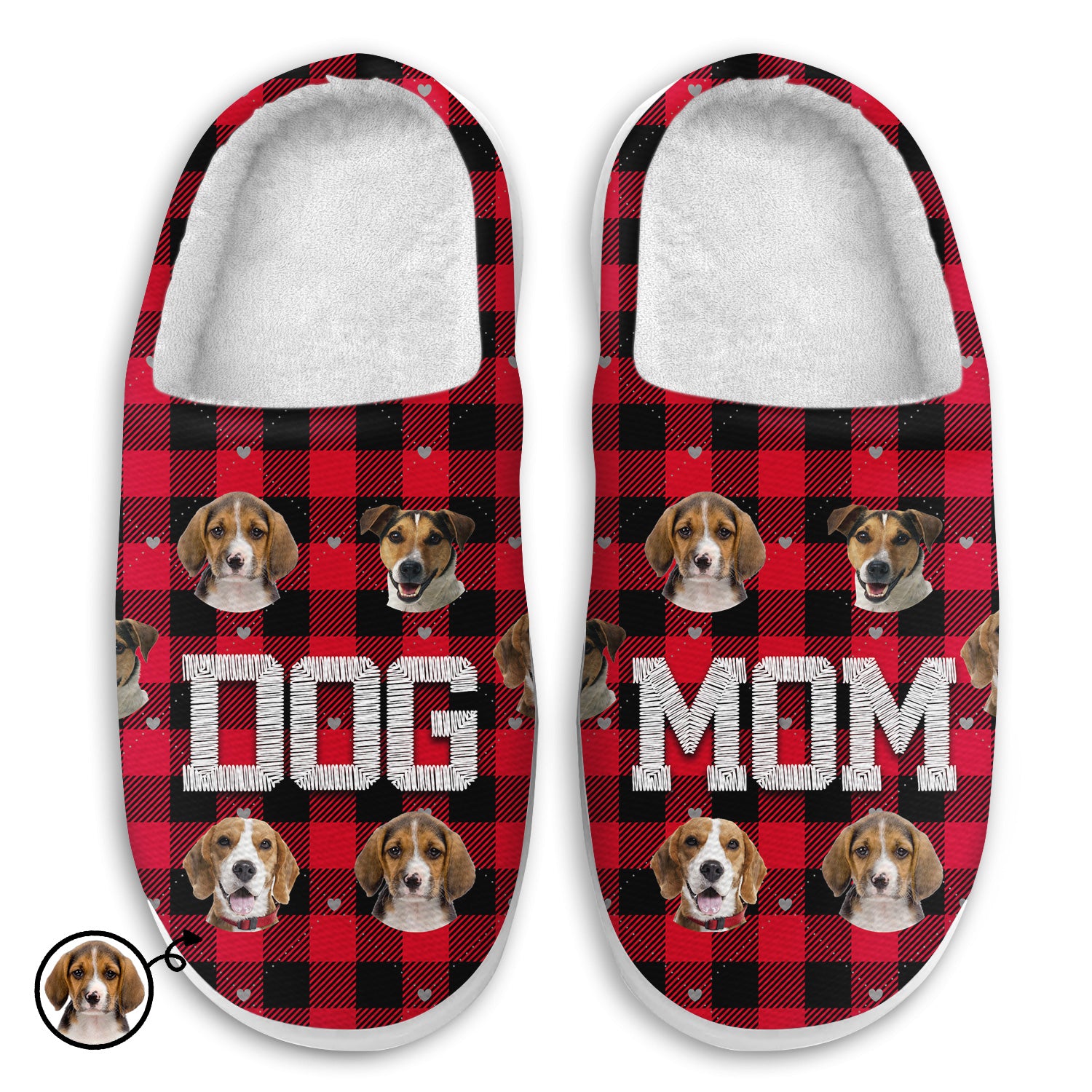 Custom Photo Dog Mom - Gift For Dog Lovers - Personalized Fluffy Slippers