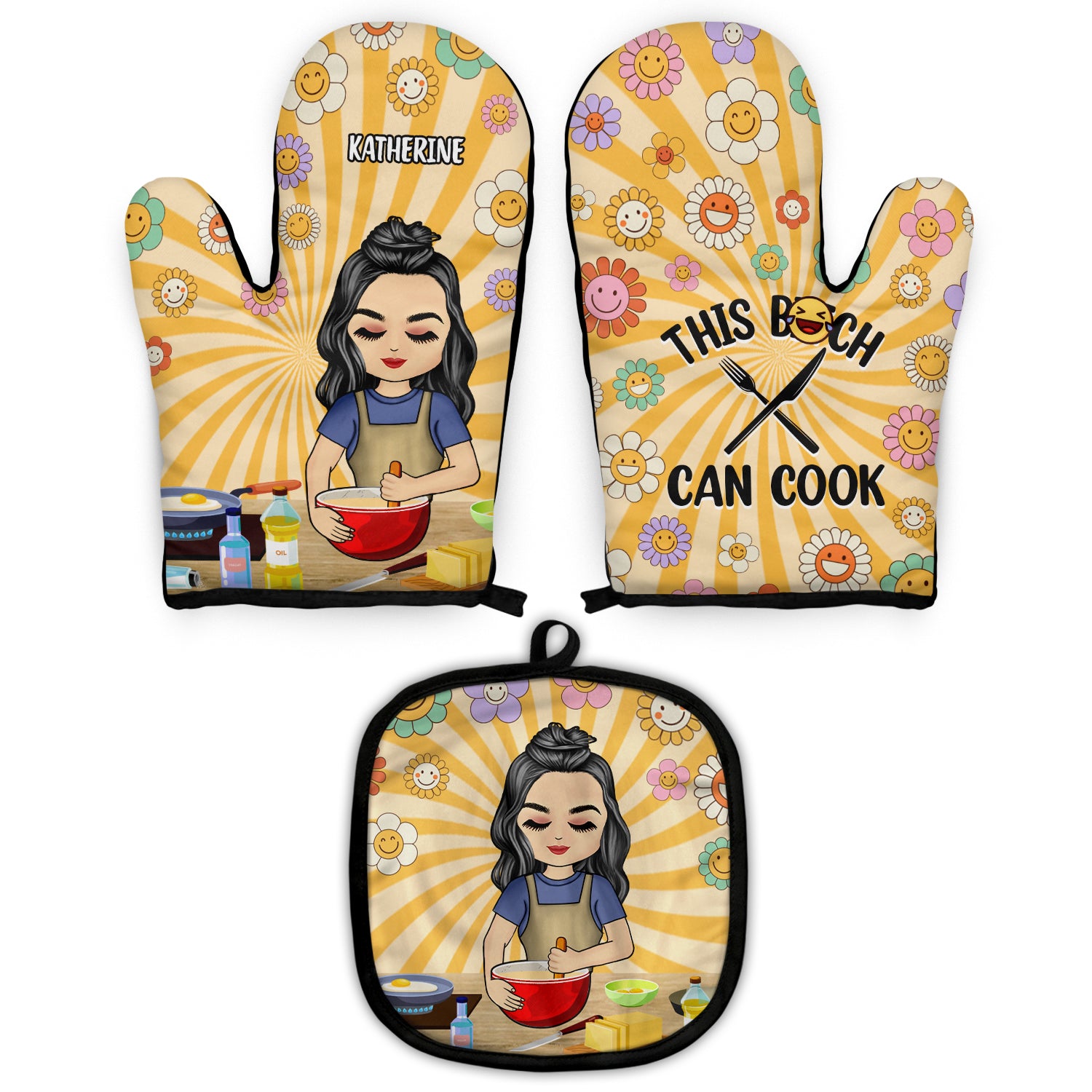 This Can Cook - Gift For Her, Mother - Personalized Oven Mitts, Pot Holders