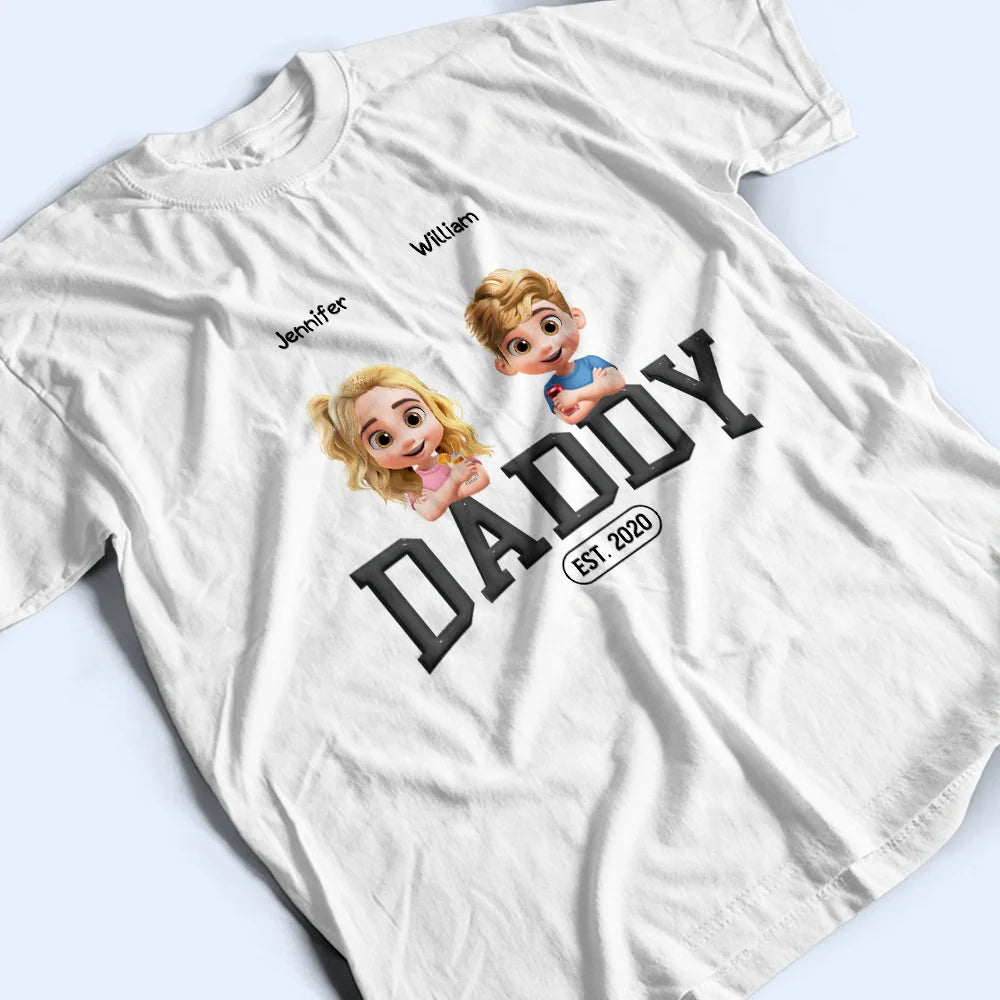 Gift For Father,Dad,Children - Dad Grandpa Since 3D Effect Crossed Arms - Personalized T Shirt