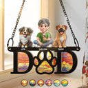 Pet Lovers, Pet Mom, Pet Dad ,Dog Lovers, Dog Mom, Dog Dad, Happy - Dog Mom Dog Dad 3D Effect - Personalized Window Hanging Suncatcher Ornament