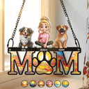 Pet Lovers, Pet Mom, Pet Dad ,Dog Lovers, Dog Mom, Dog Dad, Happy - Dog Mom Dog Dad 3D Effect - Personalized Window Hanging Suncatcher Ornament