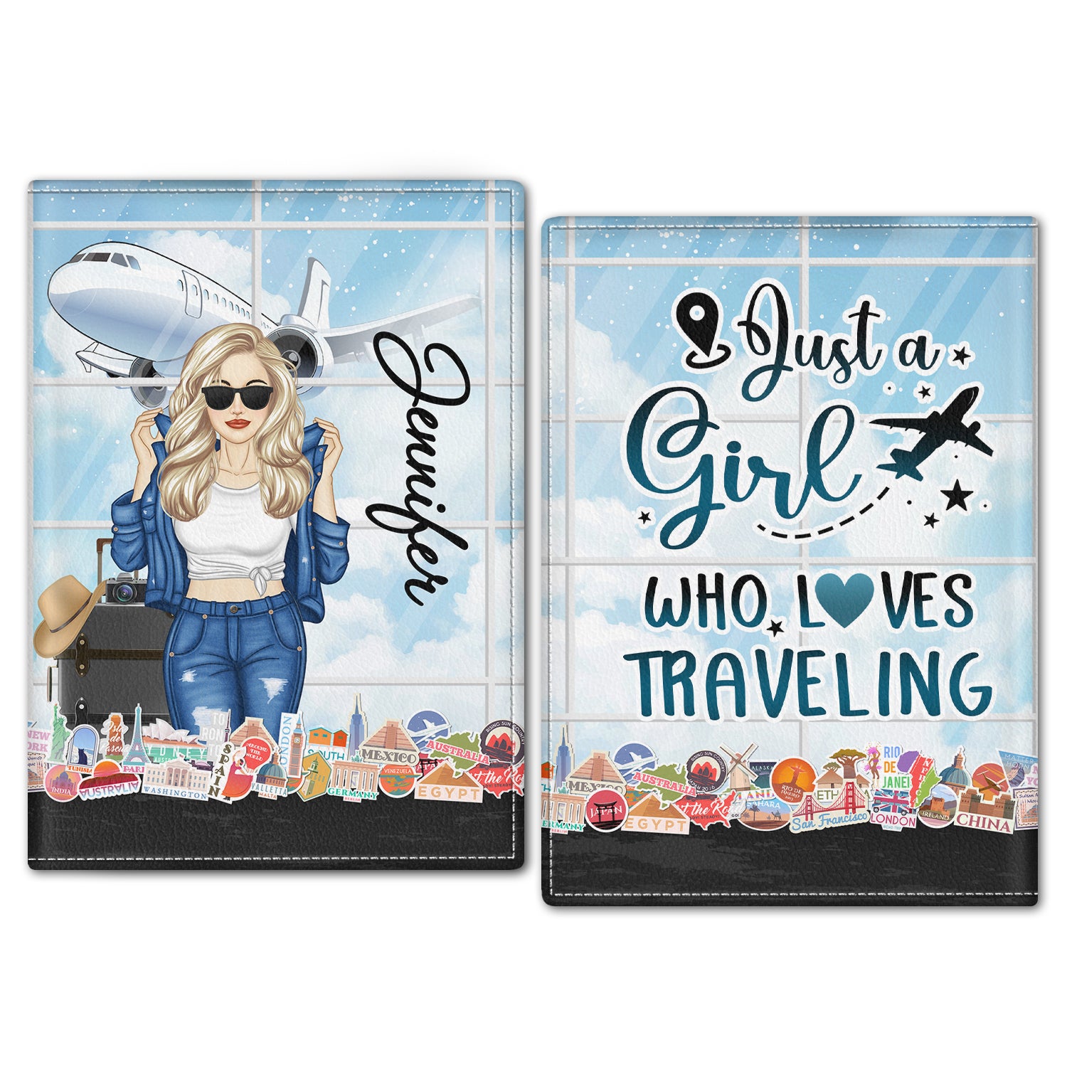 Fashion Girl Who Loves Traveling - Personalized Custom Passport Cover, Passport Holder