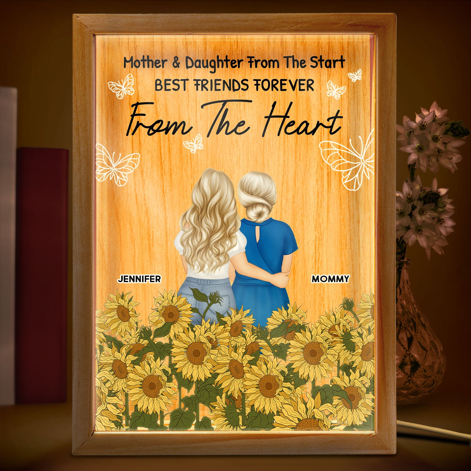 Mother And Daughter From The Start - Gift For Mother Daughter - Personalized Picture Frame Light Box
