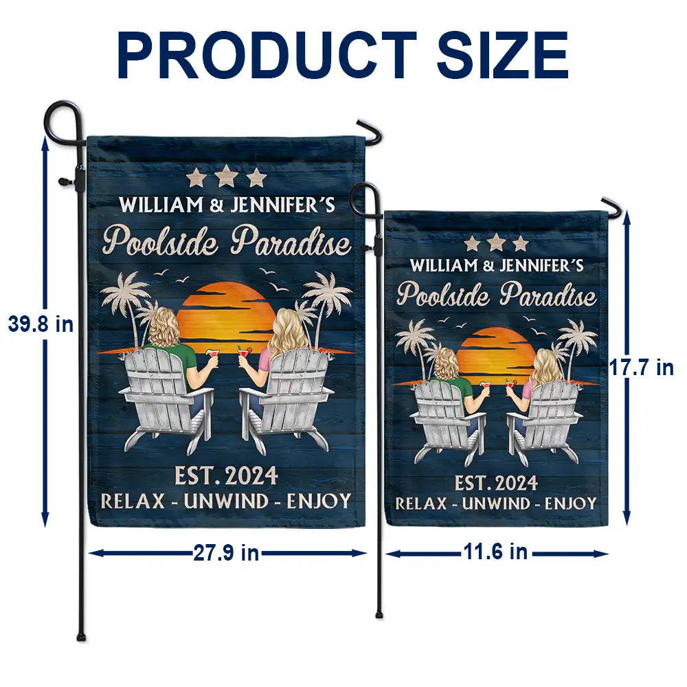 Paradis au bord de la piscine - Drapeau personnalisé