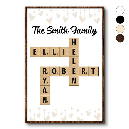 Custom Family Name Crossword Scrabble - Personalized Poster