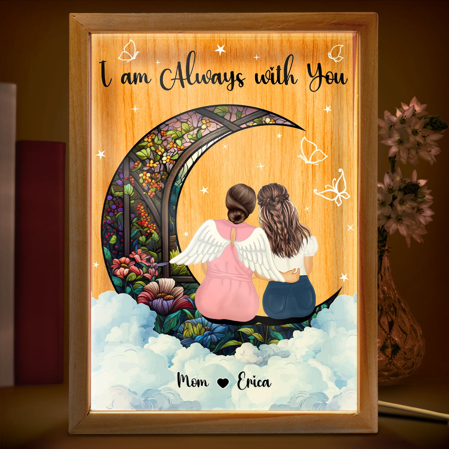 Always With You Mother Daughter - Memorial Gift - Personalized Picture Frame Light Box