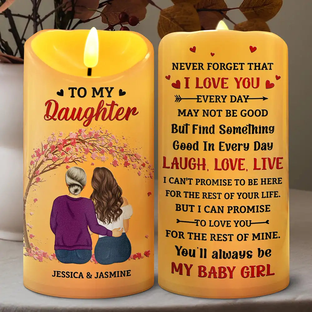 My Daughter Never Forget That I Love You Forever - Personalized Flameless LED Candle