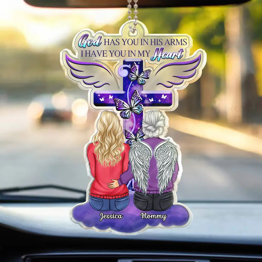 This Christmas I Gave You My Heart Custom Photo Memorial Acrylic Ornament, God Has You In Christmas Ornaments Deceased Loved One Personalized