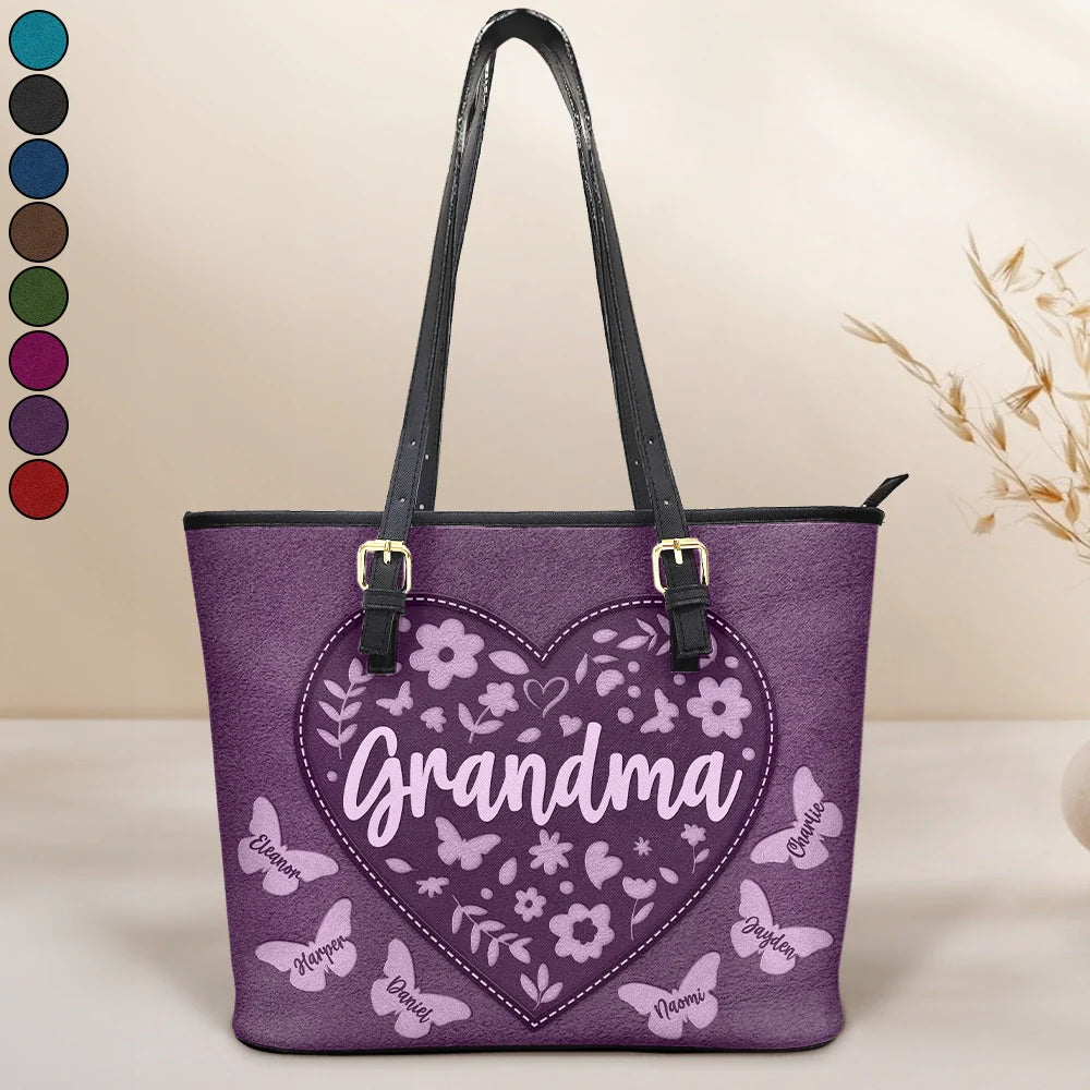 Nana Grandma Print Pattern Leather Tote Bag main image 0