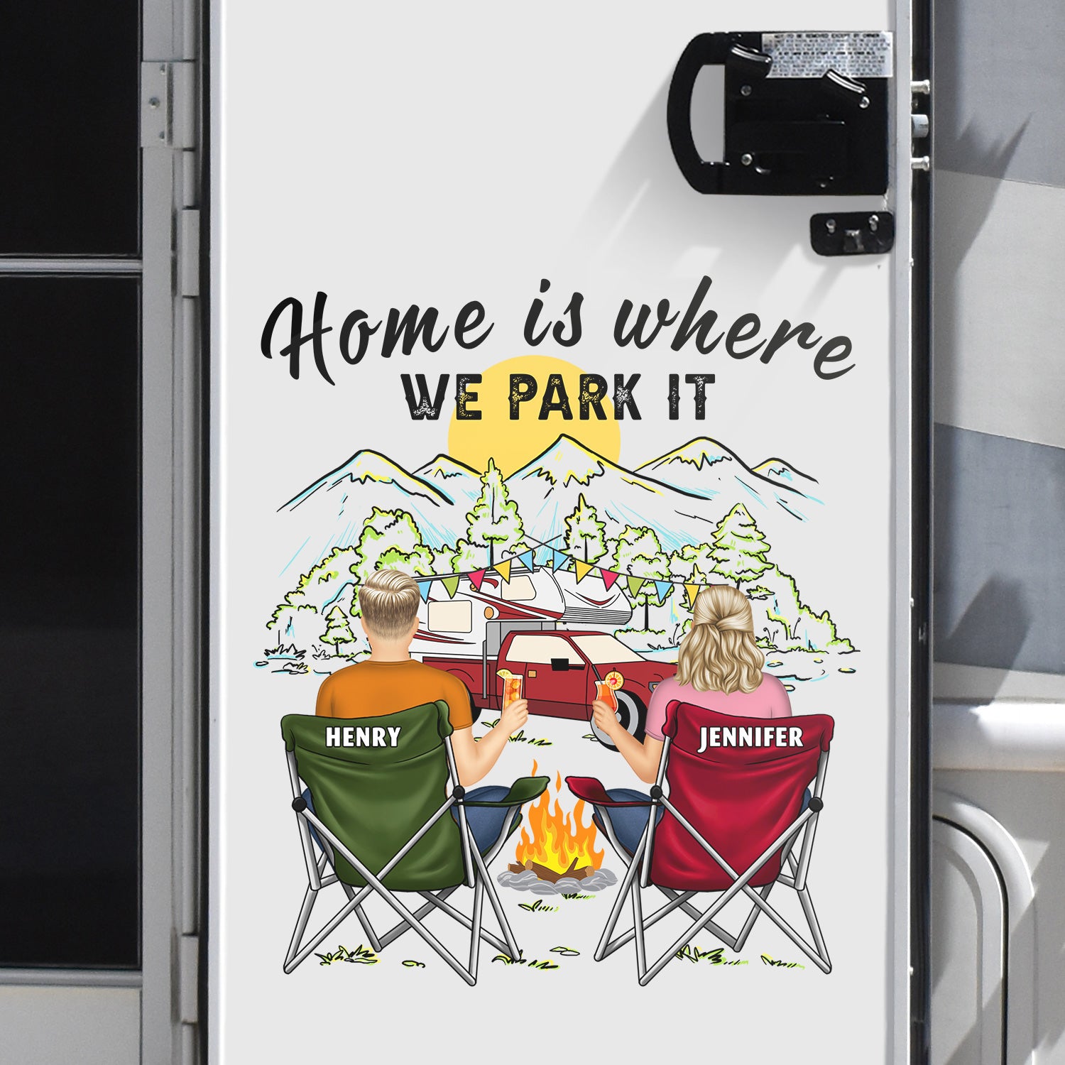 Home Is Where We Park It - Gift For Camping Lovers - Personalized Camping Decal, Decor Decal