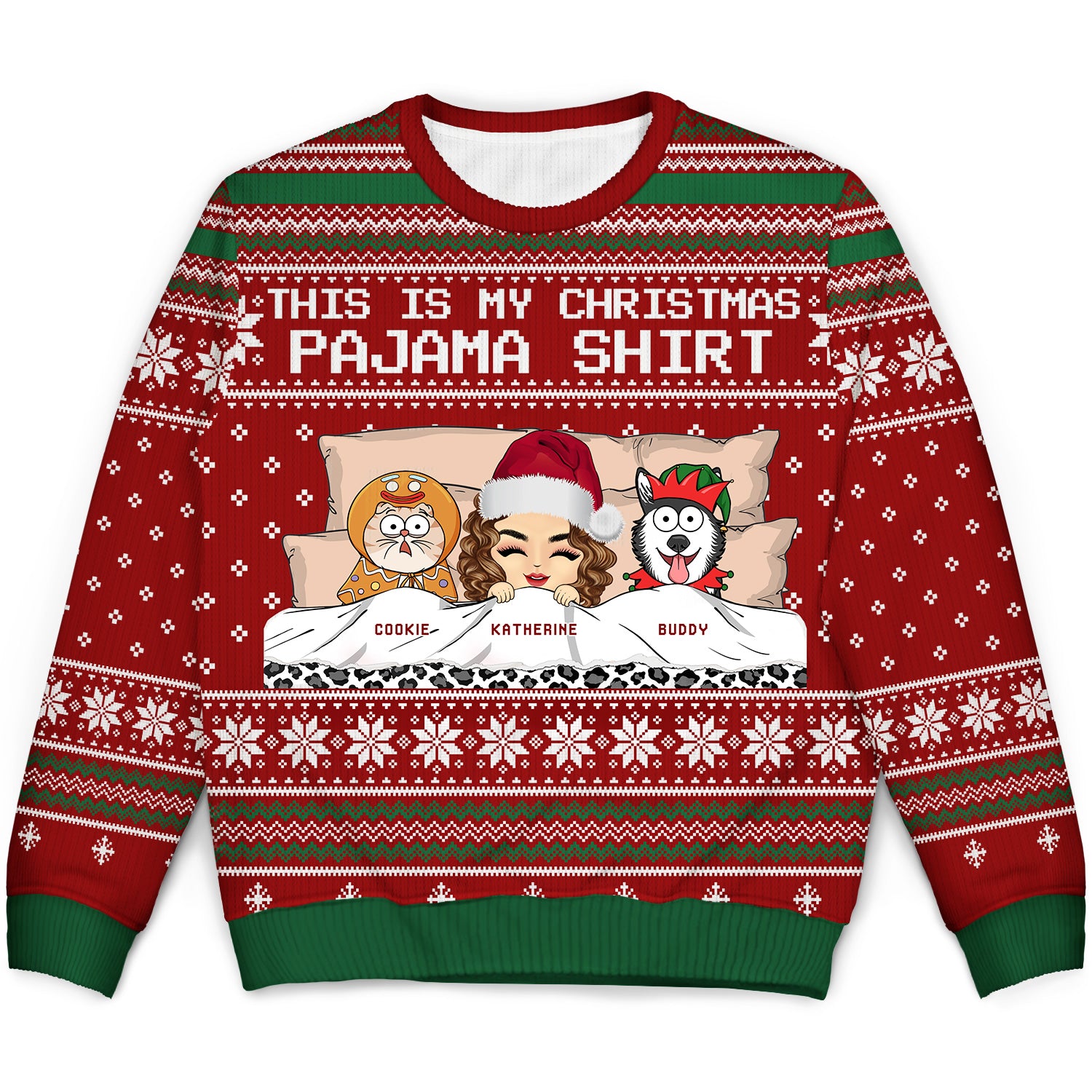 This Is My Christmas Pajama Shirt - Gift For Dog Cat Lovers - Personalized Unisex Ugly Sweater