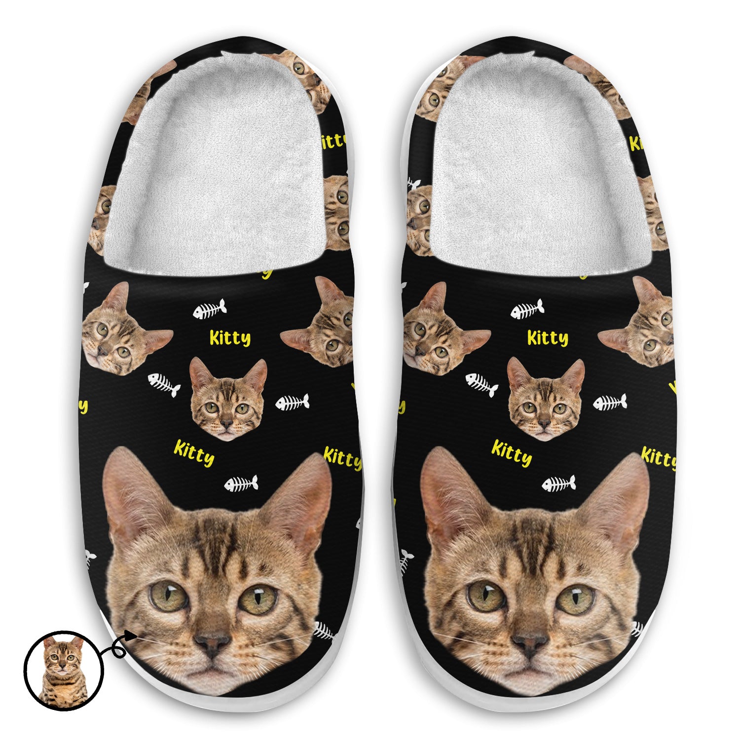 Custom Photo Cute Pattern - Gift For Pet Lovers - Personalized Fluffy Slippers