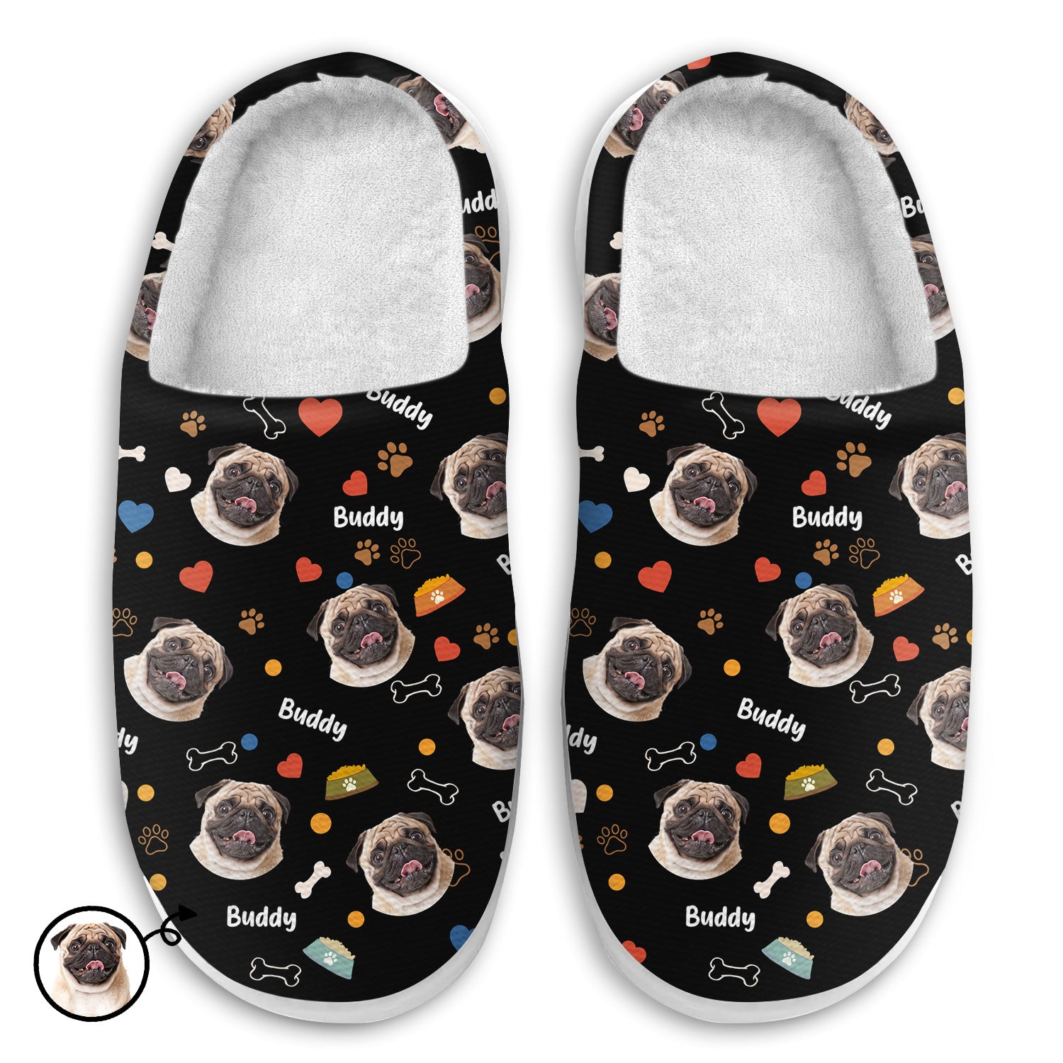 Custom Photo Dog Face - Gift For Dog Lovers - Personalized Fluffy Slippers
