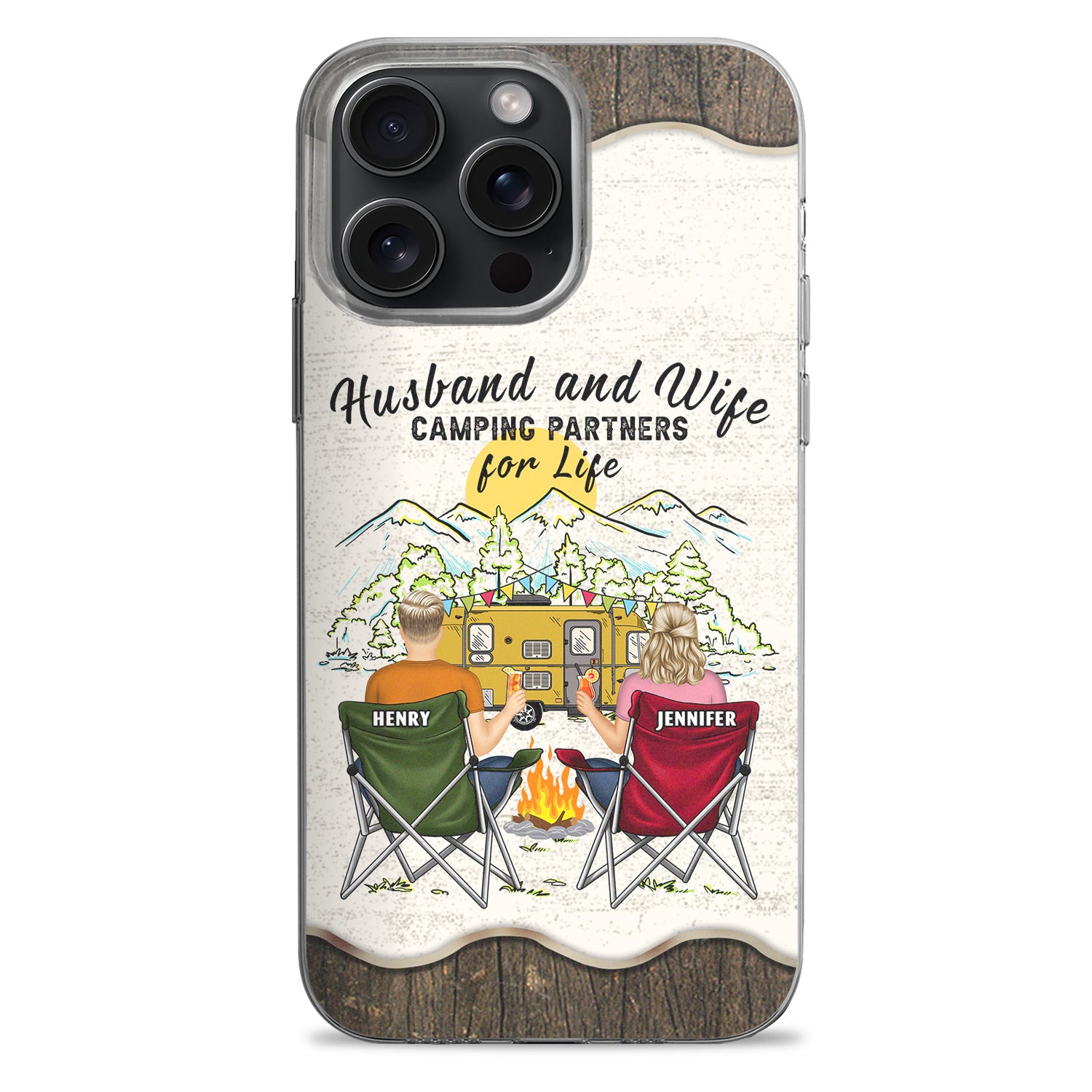 Home Is Where We Park It Back Couple - Gift For Camping Couples - Personalized Clear Phone Case