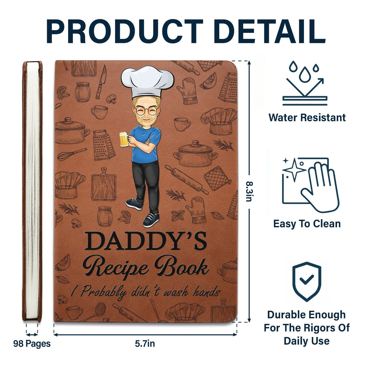 Livre de recettes de papa - Journal en cuir personnalisé