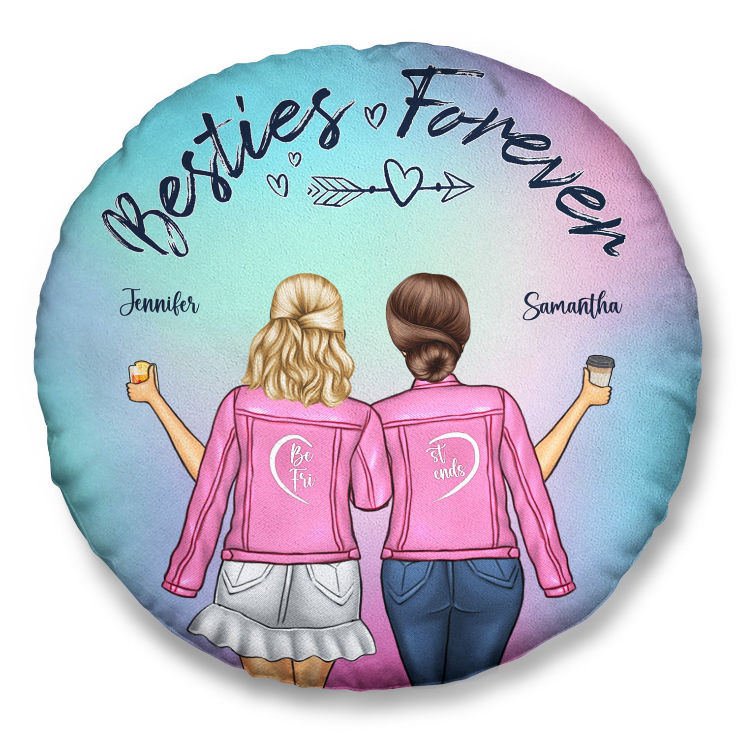 Besties Forever - Gift For Best Friends, Besties - Personalized Custom Round Pillow