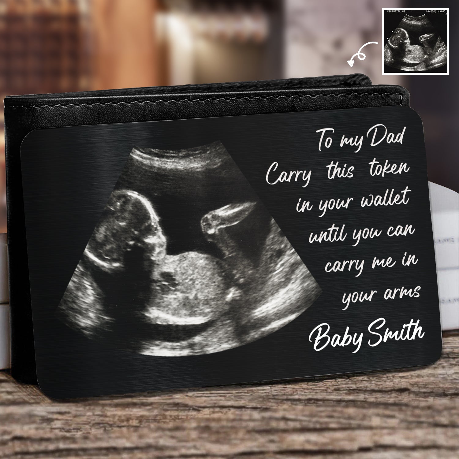 Custom Photo Until You Can Carry Me In Your Arms - Birthday, Loving Gift For Father, Dad-to-be - Personalized Aluminum Wallet Card