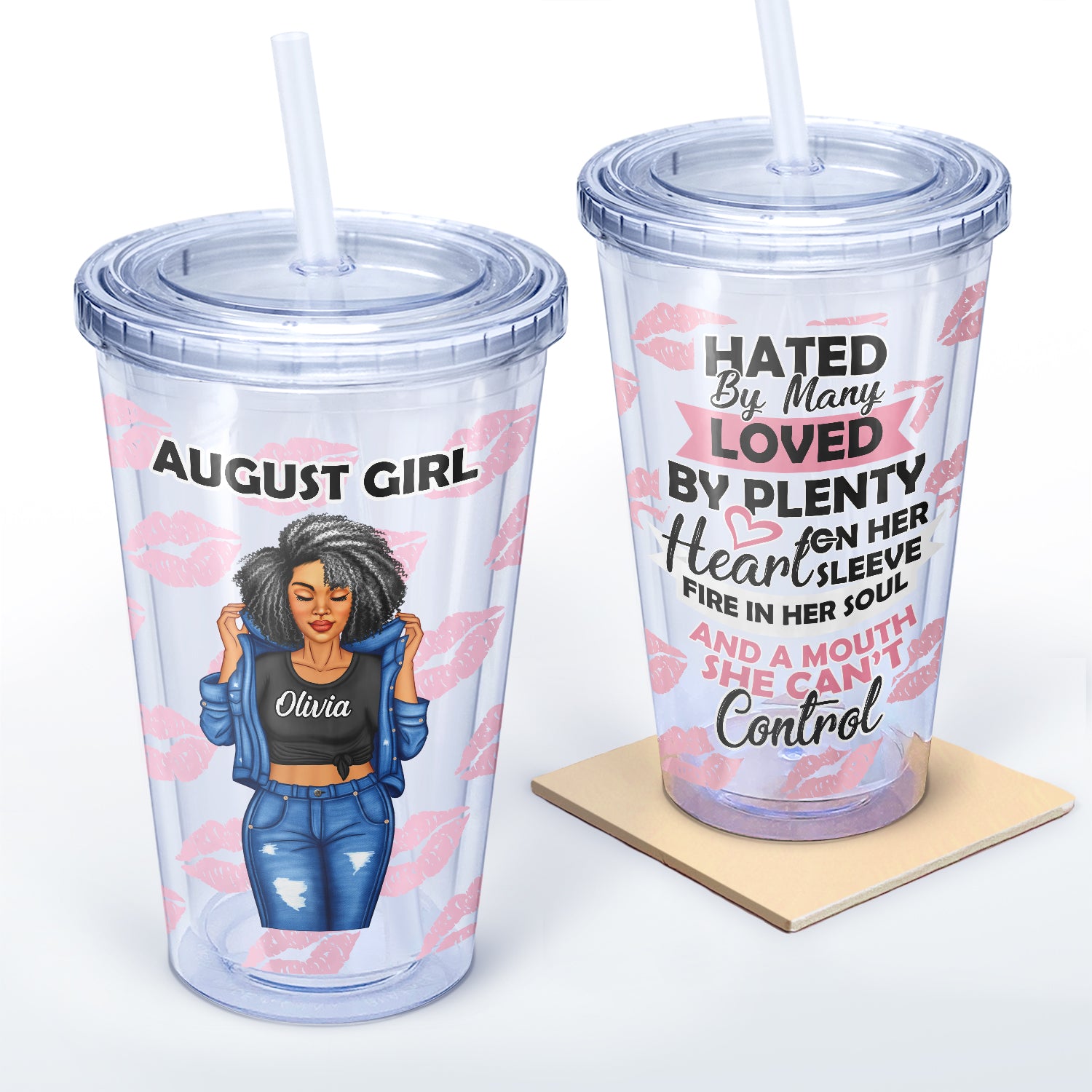 A Mouth She Can't Control - Gift For Yourself, Gift For Women - Personalized Acrylic Insulated Tumbler With Straw