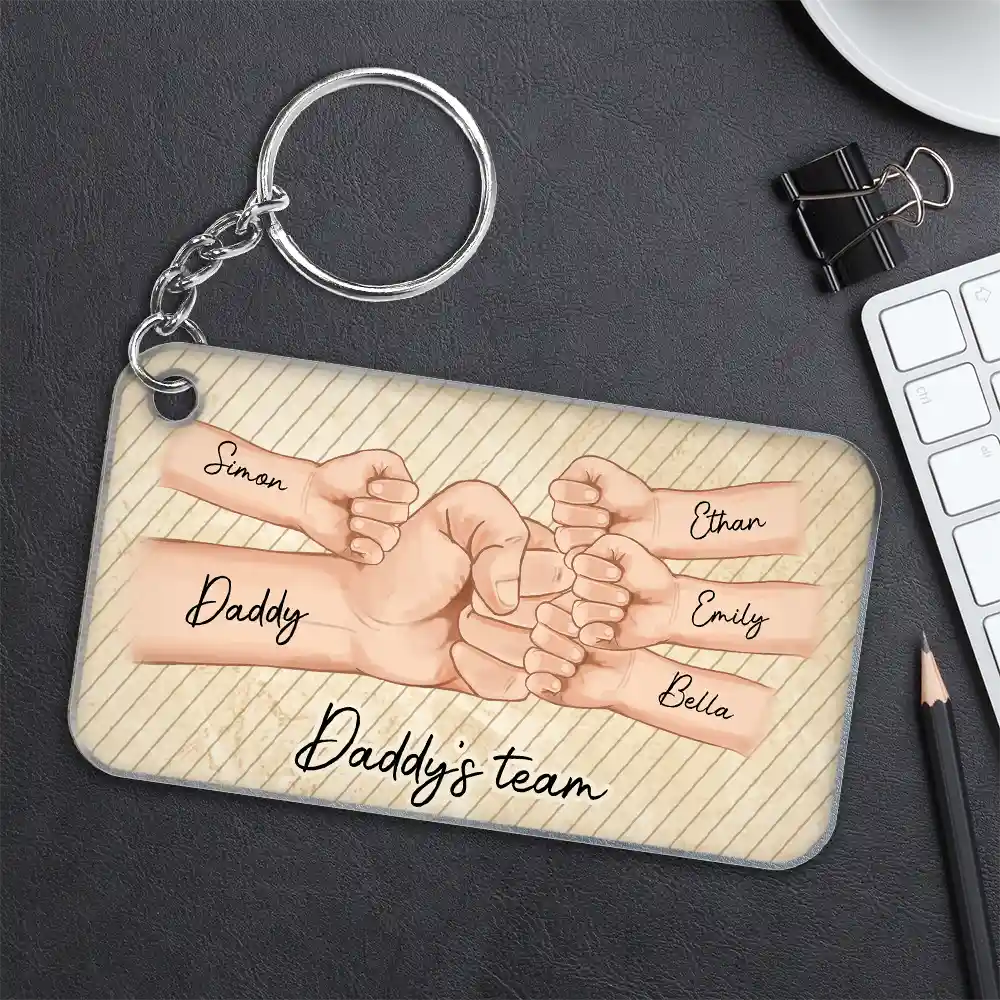 Daddy's Team Hand Punch - Personalized Acrylic Keychain