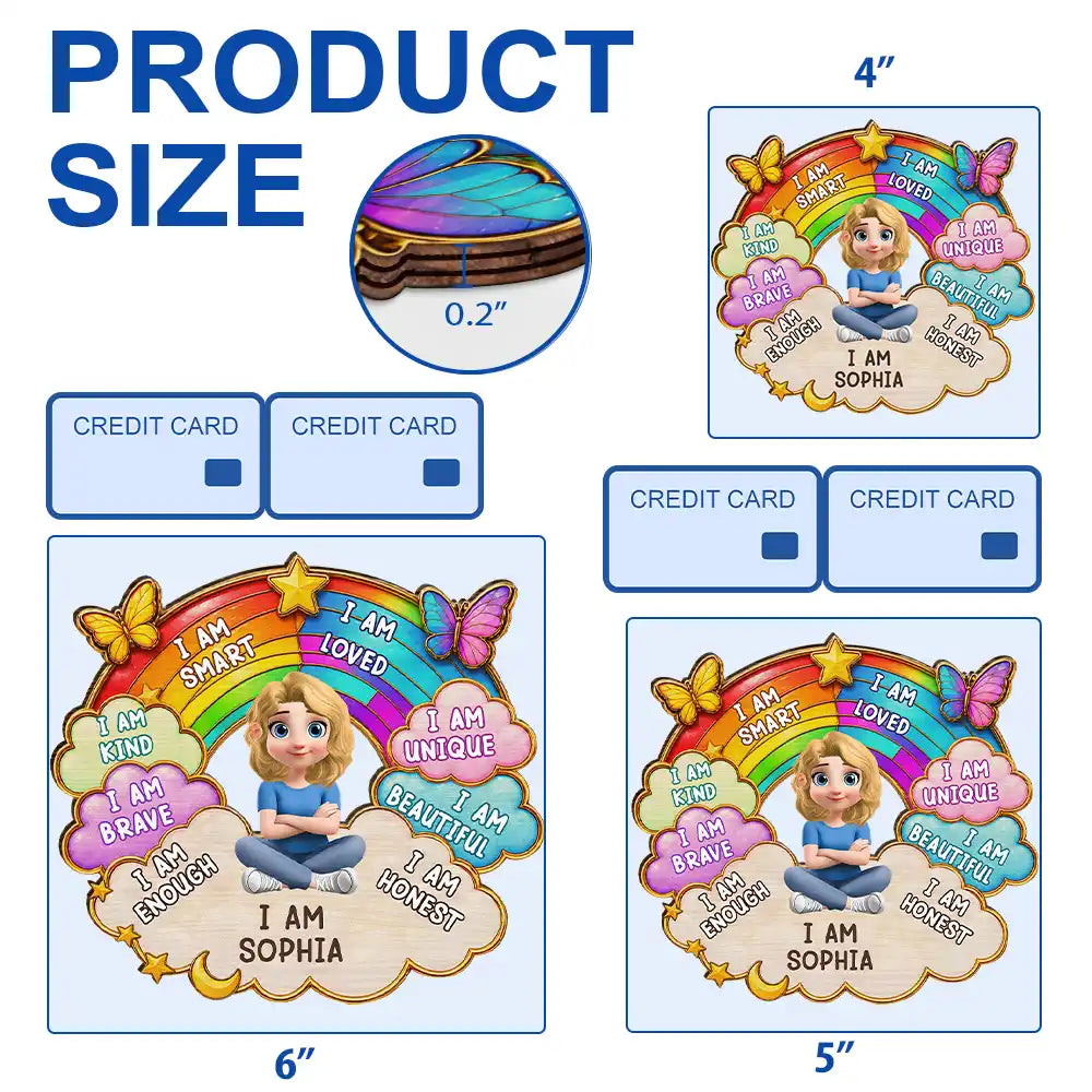 Adorable, Back To School, Gift For Kids, Vector - I Am Smart Kind Brave Butterfly - Personalized Custom Shaped Wood Sign