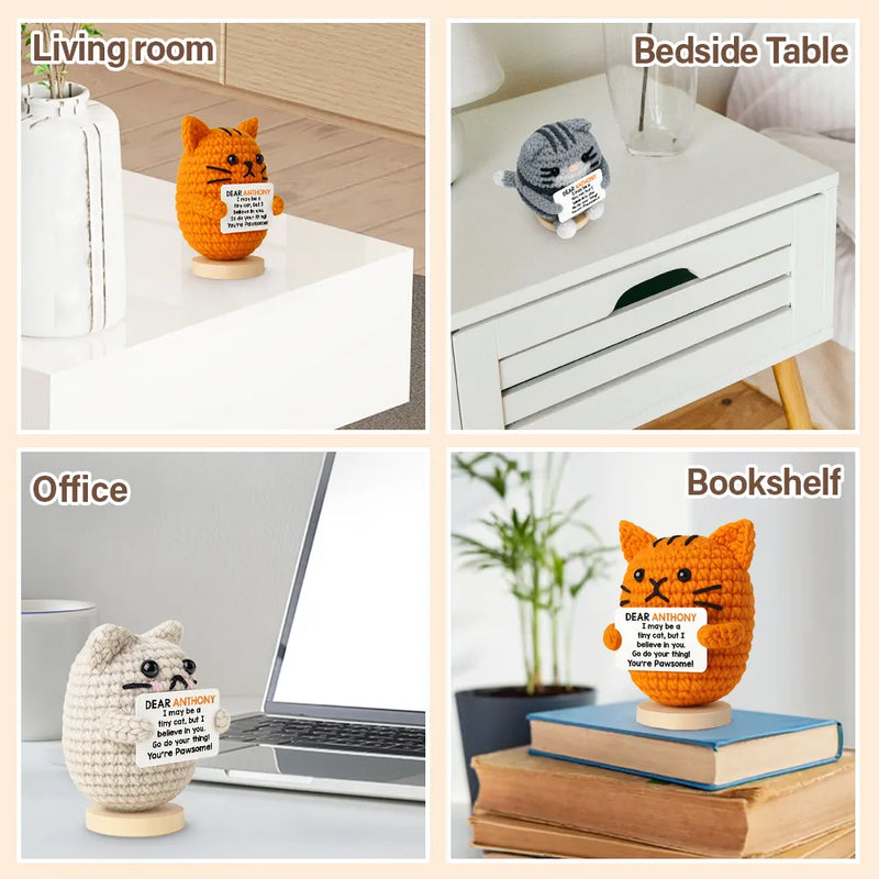 Pet Lovers - I May Be A Tiny Cat - Personalized Doll Crochet With Custom Card