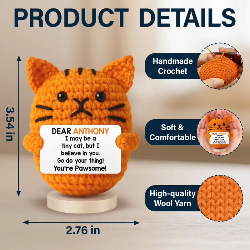 Pet Lovers - I May Be A Tiny Cat - Personalized Doll Crochet With Custom Card