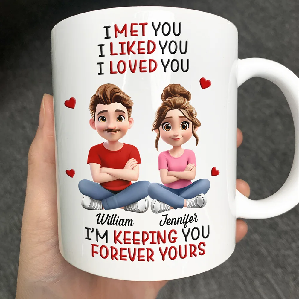 Portachiavi Personalizzato 'I Met Liked Love Keeping You' - Gioiello In Acciaio Inox Con Sacchetto Di Velluto, Regalo San Valentino Per Fidanzato, Fidanzata, Marito, Moglie