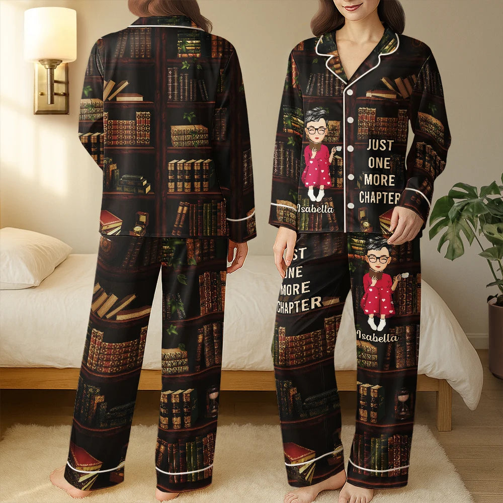 Happy,Reading,Gift For Yourself,Gift For Women - Just A Girl Who Loves Books - Personalized Satin Pajama Set