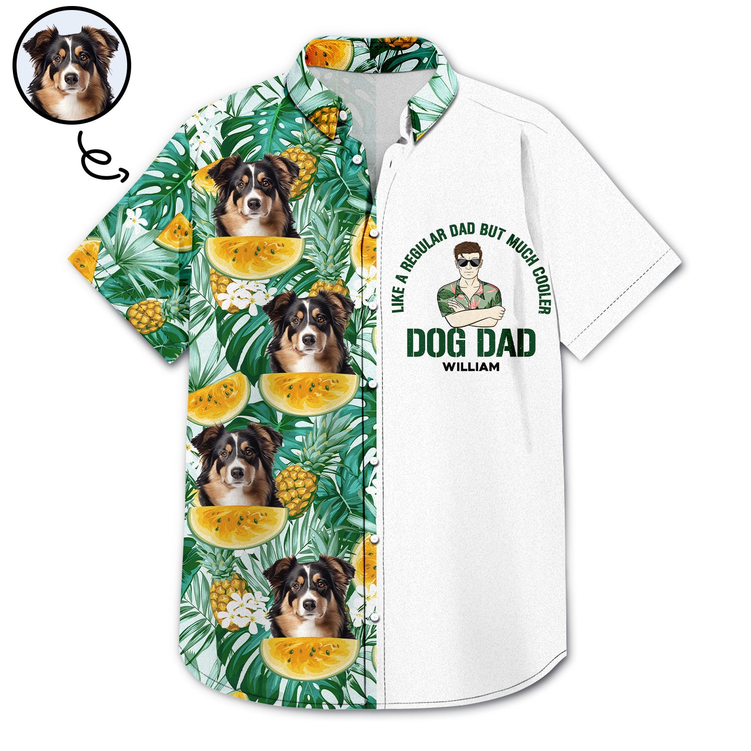 Custom Photo Dog Lovers Dog Dad Like A Regular Dad - Gift For Dog Lovers - Personalized Custom Hawaiian Shirt