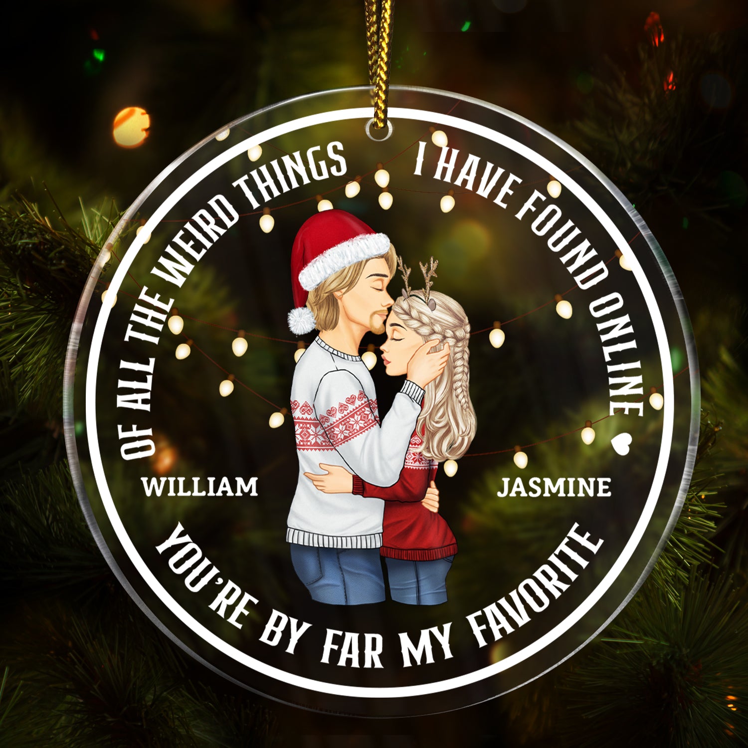 Christmas Couple You Are My Favorite By Far - Gift For Couples - Personalized Circle Acrylic Ornament