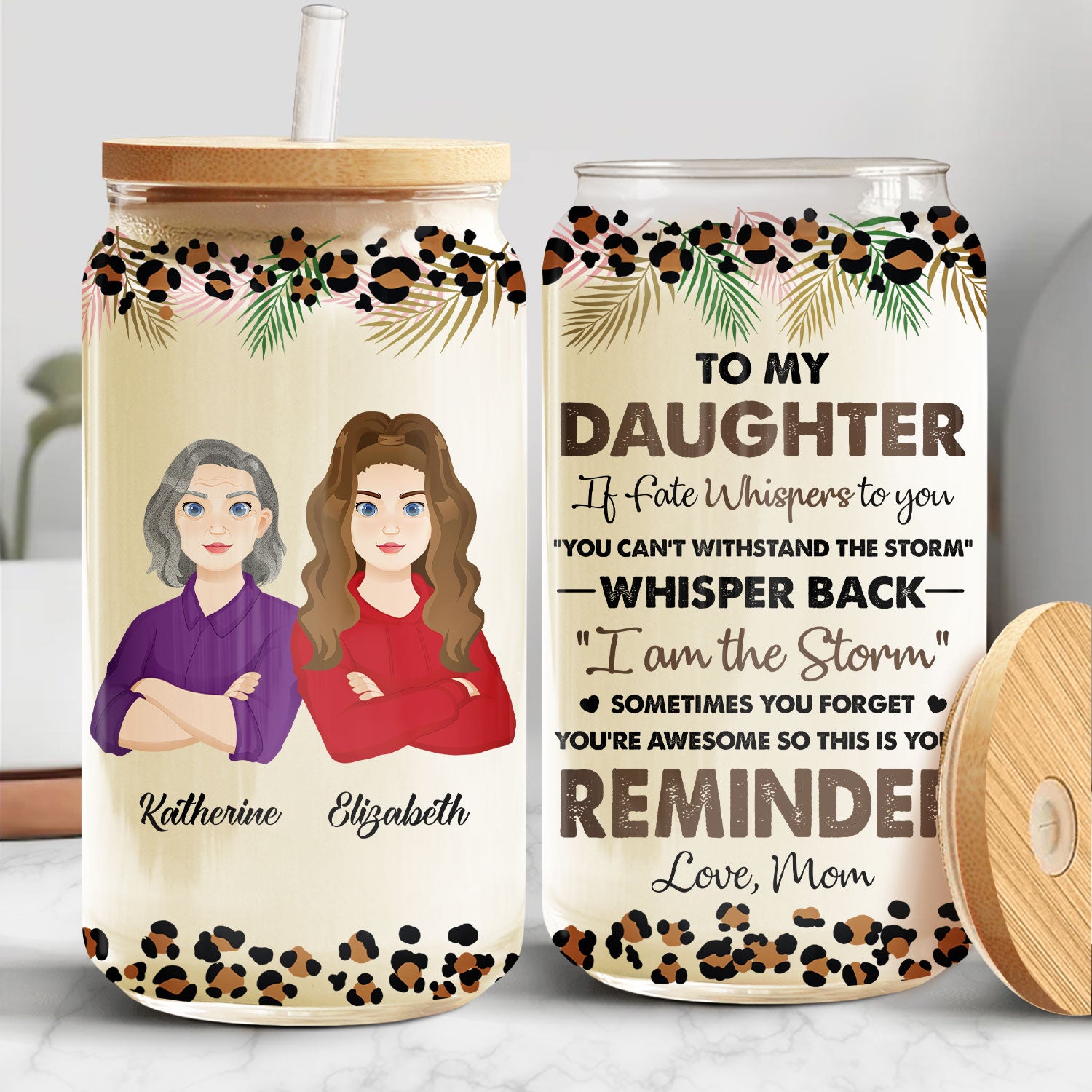 To My Daughter - Mother Gift For Daughter - Personalized Clear Glass Can