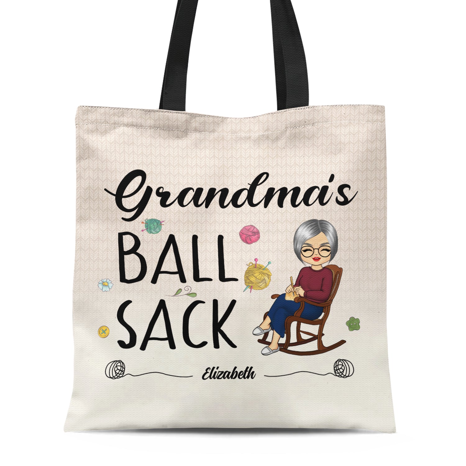 Crocheting Ball Sack - Gift For Grandma And Mother - Personalized Zippered Canvas Bag