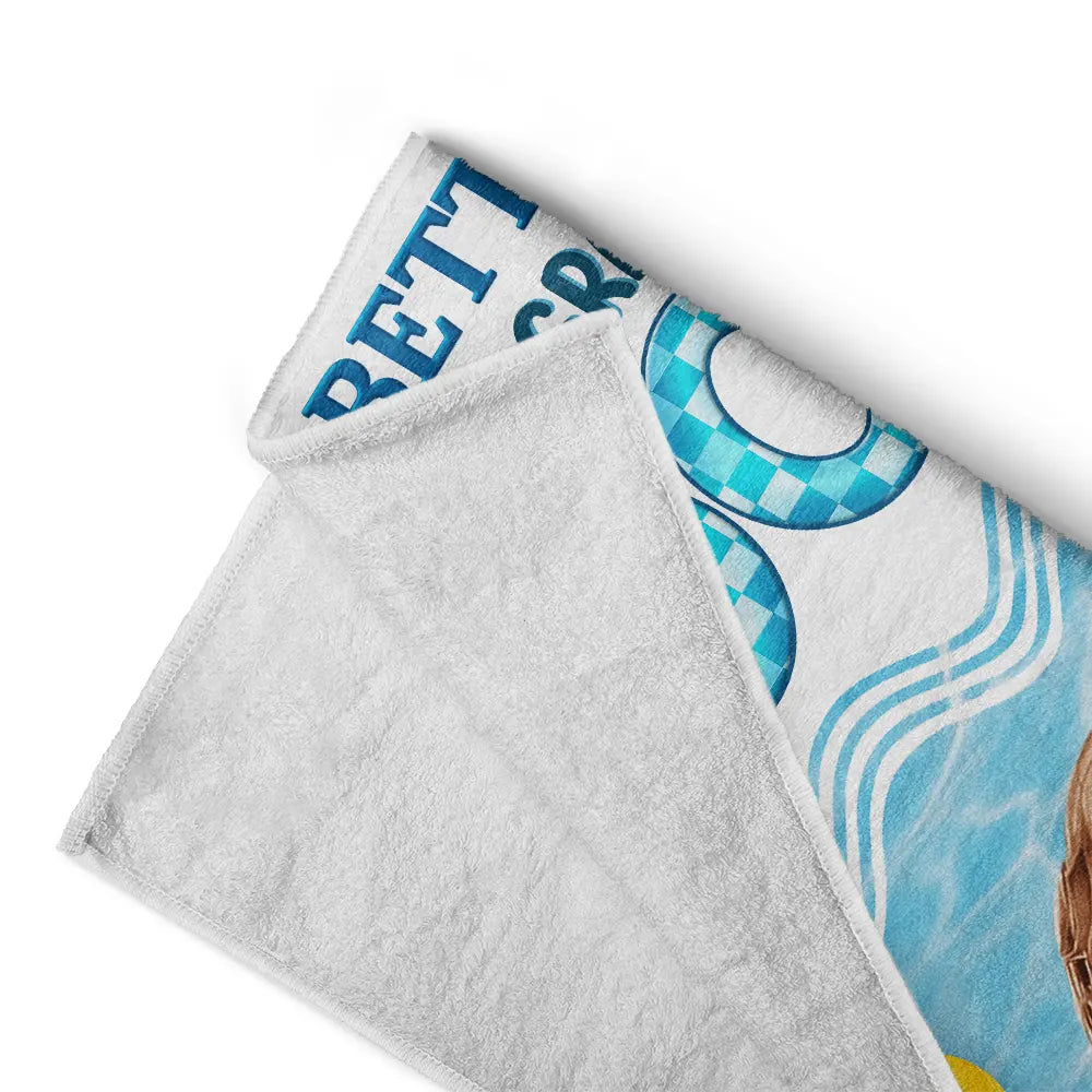 Gift For Grandkids, Gift For Kids, Poolside, Happy, Summer - Life Is Better At Grandma And Grandpa's Pool - Personalized Beach Towel