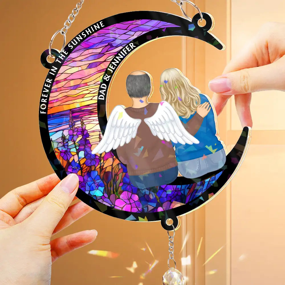 Memorial,Family,Sad - Look For Me In The Sunshine - Personalized Rainbow Suncatcher With Crystal Ball Prism