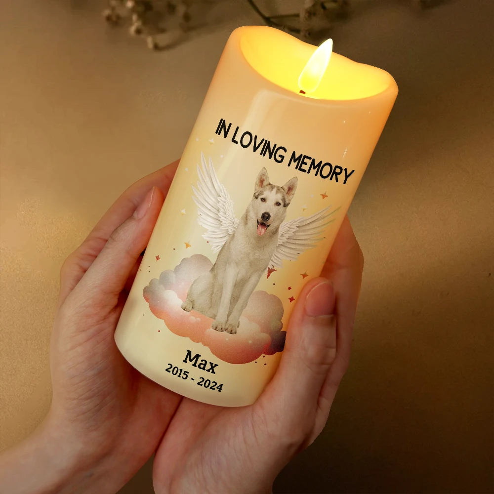Memorial, Pet Lovers, Dog Lovers, Cat Lovers - Custom Photo Dog Cat Pet Memorial Your Light Will Always Shine In My Heart - Personalized Flameless LED Candle