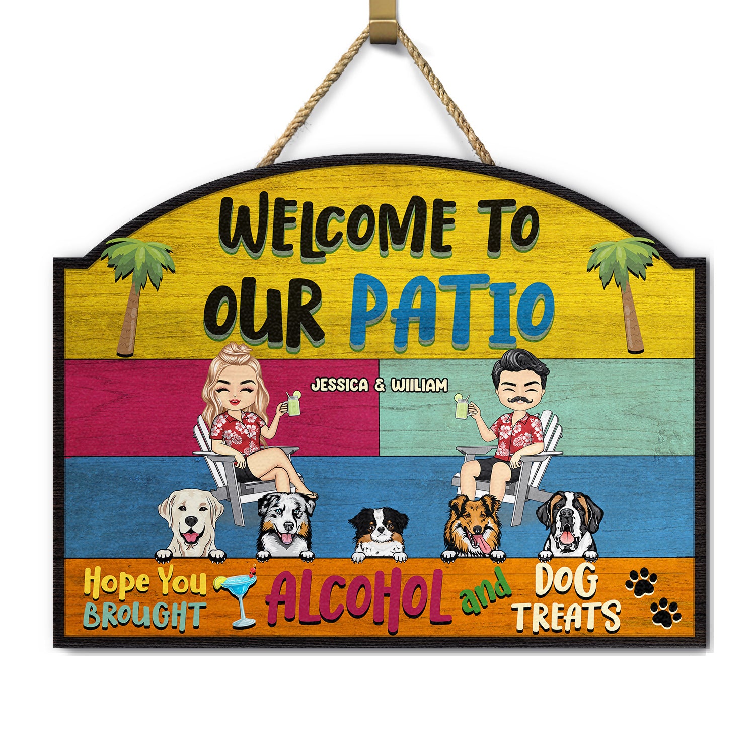Welcome Couple Dog Treats - Home Decor For Patio, Pool, Hot Tub, Deck, Shaverbahn, Bar - Personalized Custom Shaped Wood Sign