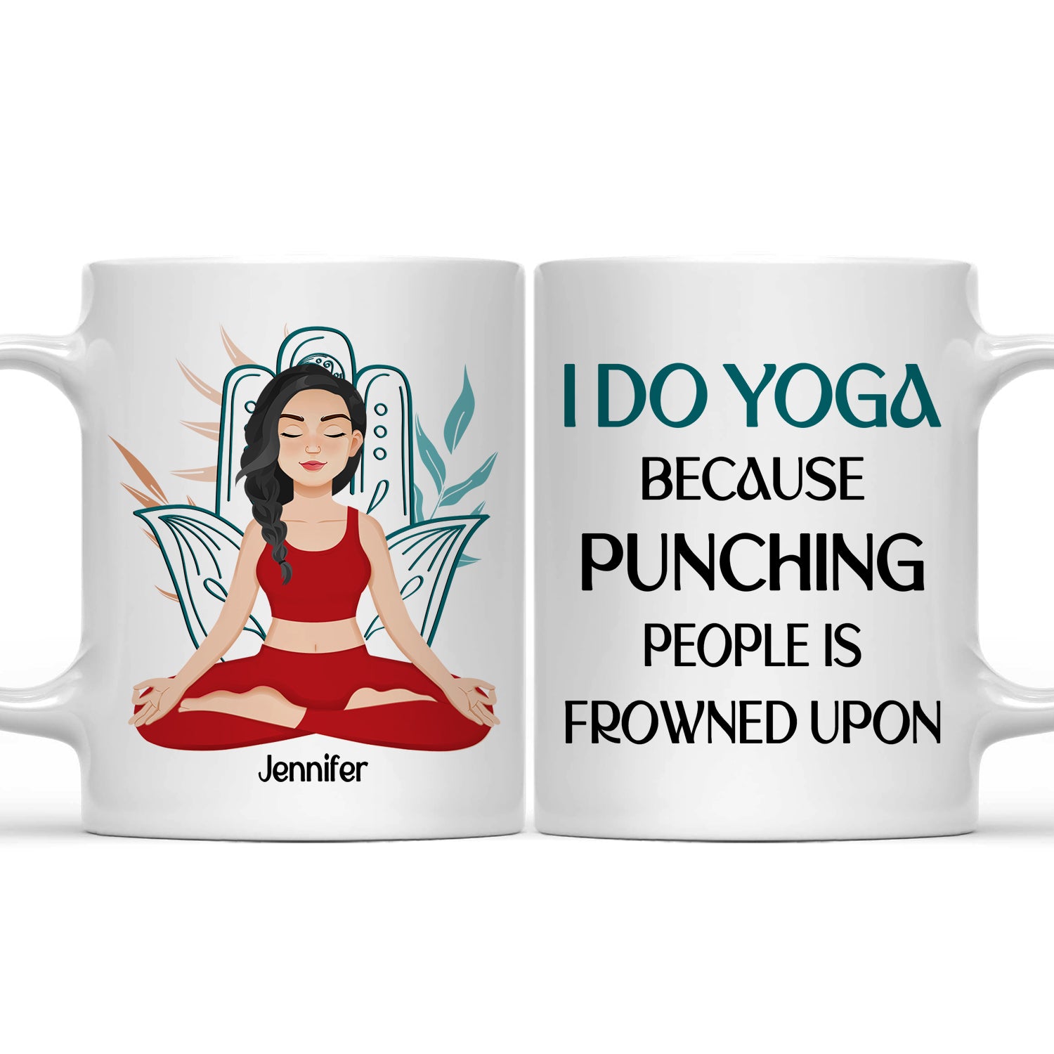 Punching People Is Frowned Upon - Gift For Yoga Lovers - Personalized Mug